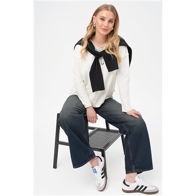 Женский лонгслив оверсайз из футера двухнитки Happyfox