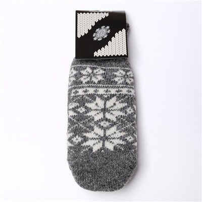 Варежки женские шерстяные, цвет серый, размер 20-22