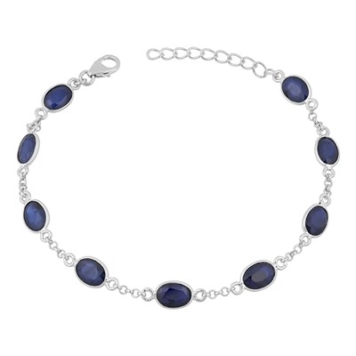 Браслет, 9 сапфир корунд овал 5х7 мм/9.11 ct, Анис