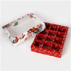Коробка под 12 конфет новогодняя «Дед Мороз», 19×15×3.5 см