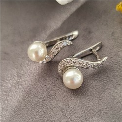 Серьги коллекция "Дубай" покрытие посеребрение, с иск. жемчугом, 87109, арт.947.266