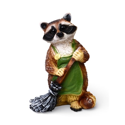Садовая фигура из полистоуна «Енот с метлой», 26×24×38 см