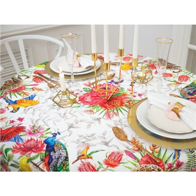 Скатерть «Экзотический сад» d=220±3 см,100% хлопок, саржа 190 г/м²