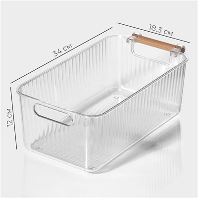 Контейнер для хранения с ручкой LaDо́m «Кристалл», 34×18.3×12 см, прозрачный