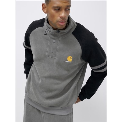 Спортивный костюм мужской демисезонный на флисе серого цвета 322Sr