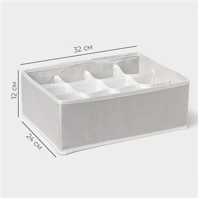 Органайзер для хранения белья LaDо́m, 12 ячеек, 32×24×12 см, серый