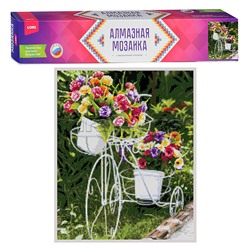 Алмазная мозаика 40*50 см (полное заполнение) "Велосипед с цветами"