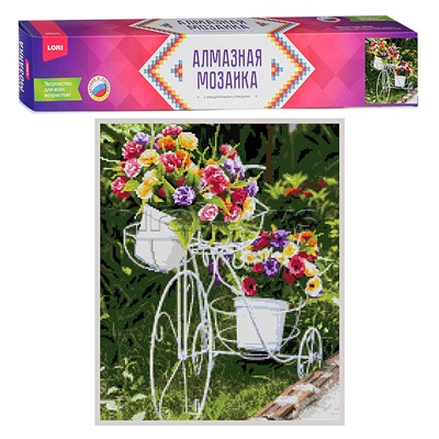 Алмазная мозаика 40*50 см (полное заполнение) "Велосипед с цветами"