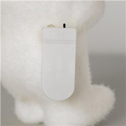 Светодиодная фигура «Мишка в шапке» 9×23×7 см, флок, батарейки CR2032×2 (не в комплекте), свечение тёплое белое