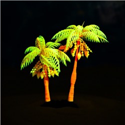 Растение для аквариума и террариума «Пальма», светящееся, 14 см, красное