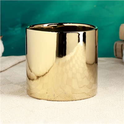 Горшок для цветов «Лайт», d=12 см, h=11 см, керамика, золотистое