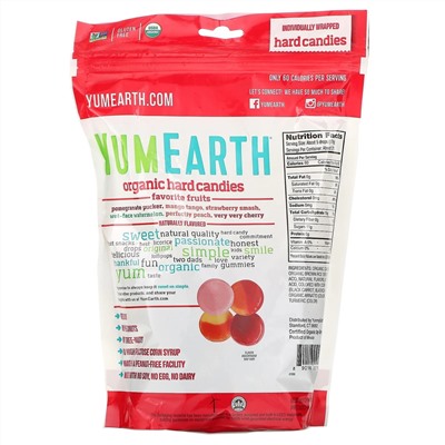 YumEarth, Органические леденцы, любимые фрукты, 368,5 г