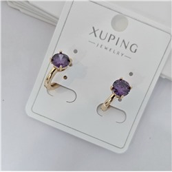 Серьги коллекция "Xuping" покрытие позолота, вставка: фианит, цвет: фиолетовый, арт.004.007