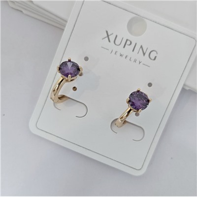 Серьги коллекция "Xuping" покрытие позолота, вставка: фианит, цвет: фиолетовый, арт.004.007