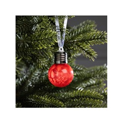 Ёлочный шар «Зимний узор красный», d=5 см, 1 LED, от батареек AG13×3, свечение тёплое белое