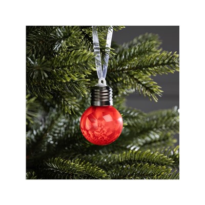 Ёлочный шар «Зимний узор красный», d=5 см, 1 LED, от батареек AG13×3, свечение тёплое белое