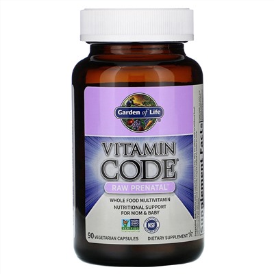 Garden of Life, Vitamin Code, RAW Prenatal, 90 вегетарианских капсул