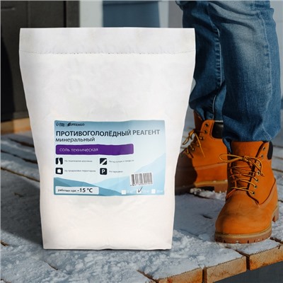 Реагент противогололёдный, соль техническая, 10 кг, работает при – 15 °C, в мешке, Greengo