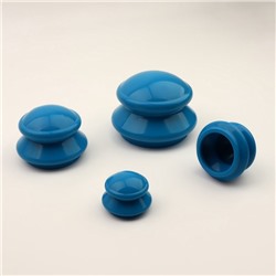 Набор вакуумных банок для массажа, резиновые, d=10/8/6/4 см, 4 шт., синий