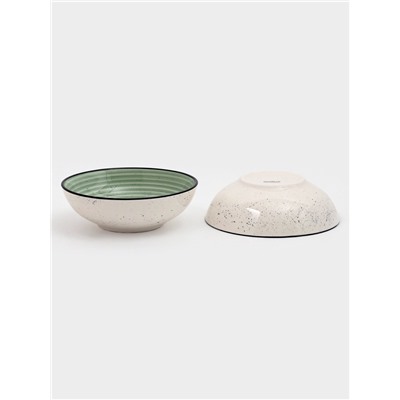 Набор посуды Доляна Nature Тар, 16 предметов: тарелки 8 шт. d=19 см, 27 см, глубокие 4 шт. 830 мл, кружки 4 шт. 400 мл, керамика, зелёный