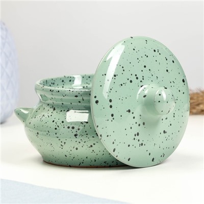 Горшочек для запекания Борисовская керамика «Гармония», 500 мл, 13×9.5 см, зелёный