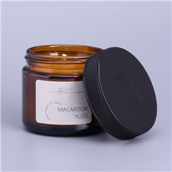 Ароматическая свеча в банке Macaroon yuzu, соевый воск, 50 г, печенье и юзу