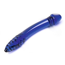 Синий двусторонний стеклянный стимулятор 11’’ Double-sided Glass Dildo For G-Spot P-Spot Stimulation - 28 см.