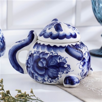 Сахарница фарфор «Кот», гжель