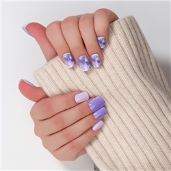 Накладные ногти «Сирень», 24 шт., с клеевыми пластинами, форма мягкий квадрат, сиреневые