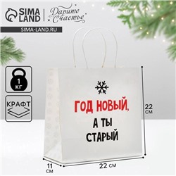 Пакет подарочный новогодний «Год Новый, а ты старый», 22×22×11 см