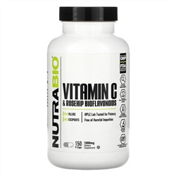 NutraBio Labs, Vitamin C & Rosehip Bioflavonoids, 1,000 mg, 150 V-Caps