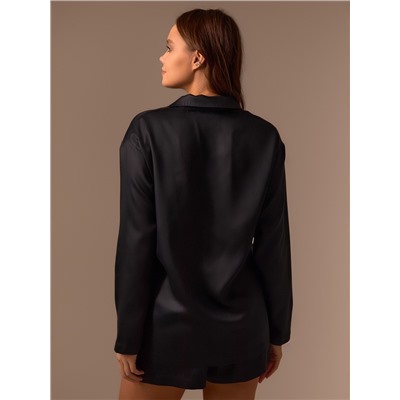 Пижама женская (рубашка, шорты) SL HOME Tensel Home, размер 52-54, чёрная