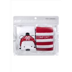 Детские хлопковые носки с принтом, красный/ белый