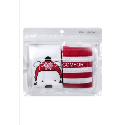 Детские хлопковые носки с принтом, красный/ белый