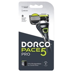 Станок для бритья DORCO PACE-5 PRO (+ 2 кассеты), система с 5 лезвиями и лезвием-триммером, FVA1002