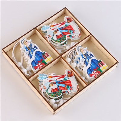 Подвески «Дед Мороз и Снегурочка», набор 12 шт., МИКС