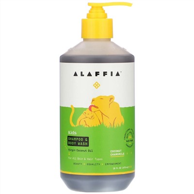 Alaffia, Everyday Coconut, шампунь и гель для душа, подходит для младенцев и детей постарше, кокос и ромашка, 475 мл (16 жидк. унций)