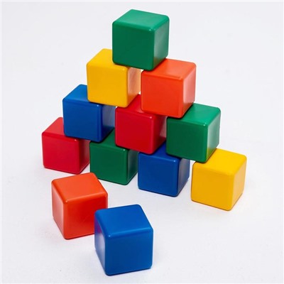 Кубики детские, пластиковые, цветные, 12 штук, 6 × 6 см