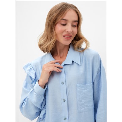 Костюм женский (блузка, шорты) MINAKU: Casual Collection, голубой, размер 48