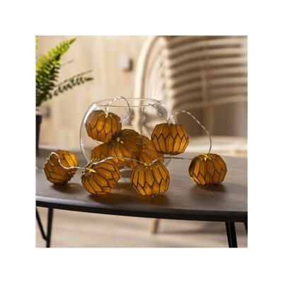 Гирлянда «Нить» 2 м с насадками «Фиолетовый фонарик», IP20, прозрачная нить, 10 LED, батарейки AAх2 (нет в комплекте), свечение тёплое белое