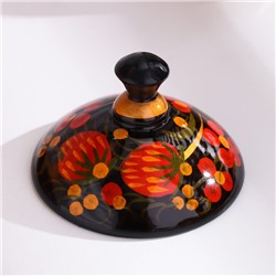 Солонка с крышкой «Ягодка», 7×6 см, хохлома, дерево