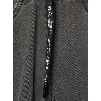 Брюки текстильные джинсовые укороченные для девочек