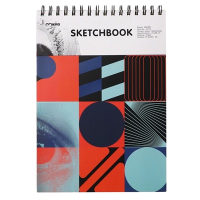 Скетчбук 21×29 см для пастели, 30 листов, жесткая обложка, плотность 130 г, МИКС