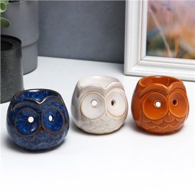 Аромалампа для эфирных масел «Совёнок», керамика под шамот, 6.7×7.5×7.5 см, МИКС