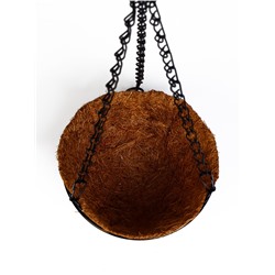 Кашпо подвесное «Полусфера», d=15 см, металлическое, со вставкой из кокоса