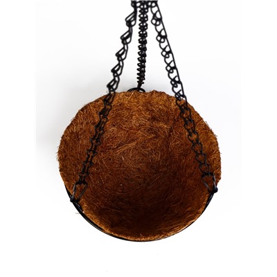 Кашпо подвесное «Полусфера», d=15 см, металлическое, со вставкой из кокоса