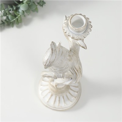 Подсвечник полистоун «Белый попугай на ветке», под металл, 12.4×12.2×36 см