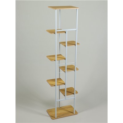 Подставка для цветов Greengo, 8 полок, 36×23×136 см, напольная, каркас металл, полки МДФ, белая