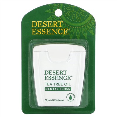 Desert Essence, Зубная нить с маслом чайного дерева, вощеная, 45,7 м (50 ярдов)