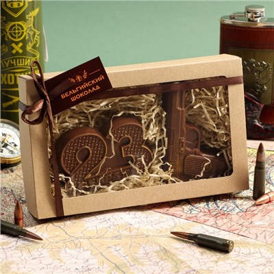 Бельгийский шоколад, 2 в 1 «23 февраля №2 + Пистолет», 160 г